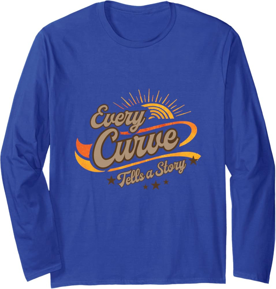 Every Curve Tells a Story Body Positive Retro Sunset Design Long Sleeve T-Shirt | Amazon (US)