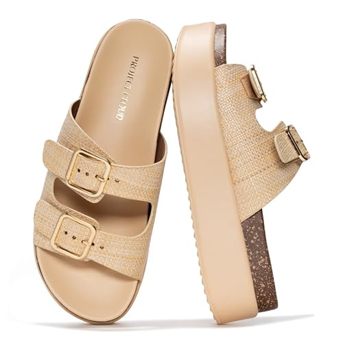 Project Cloud Platform Sandals Women - Plush & Soft Insole Wedge Slides for Women Footwear - Beach Essential Wedge Sandals for Women 2026 (Softy, BEIRAF,7.5) | Amazon (US)