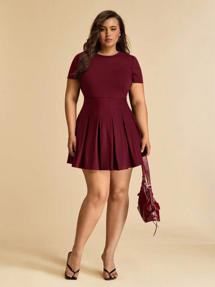 Plus Size Burgundy dress | SHEIN