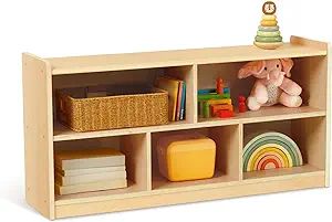 TOOKYLAND 5-Compartment Wooden Storage Cabinet, 2-Shelf Montessori Shelf Toy Organizers and Stora... | Amazon (US)