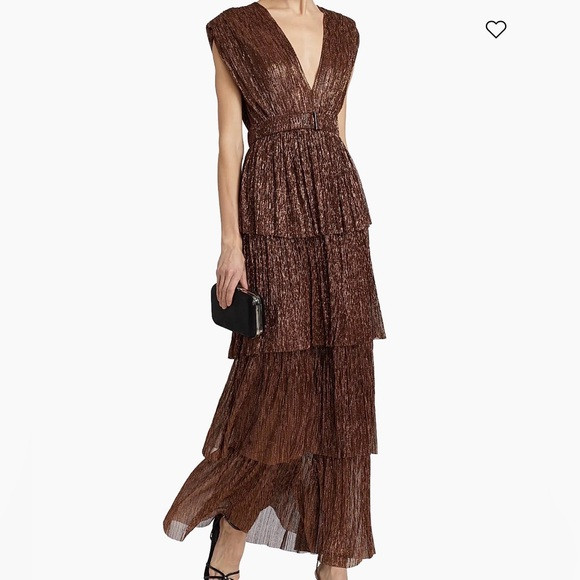 Sabina Musáyev Skylar Tiered Belted Metallic Gown | Poshmark