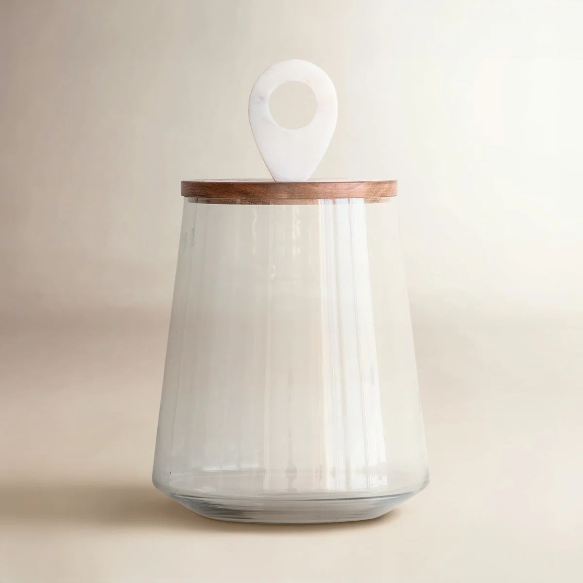 Small Clear Glass Jar with Mango Wood & Marble Lid | Wayfair North America