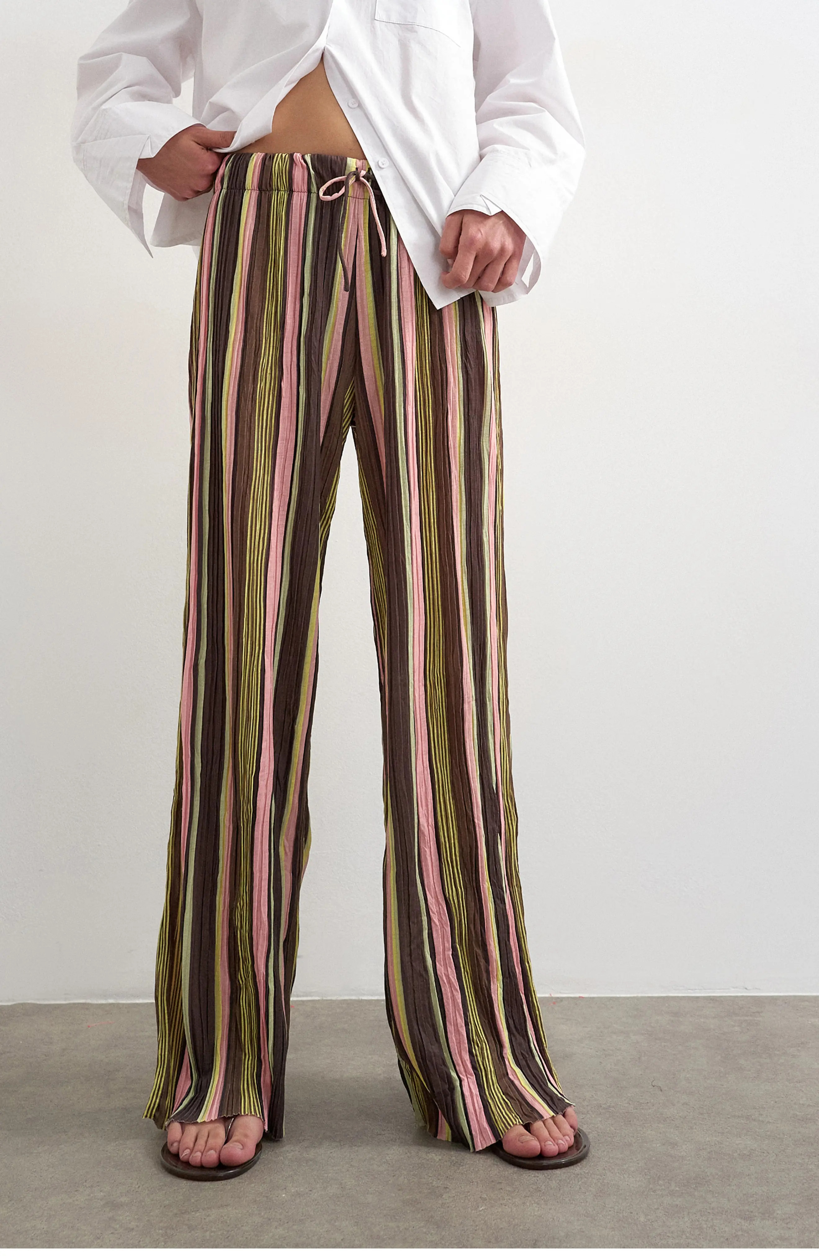 Stripe Crinkle Tie Waist Pants (Women) | Nordstrom | Nordstrom