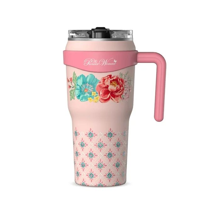 The Pioneer Woman 40 oz Fancy Flourish Stainless Steel Insulated Tumbler, Pink | Walmart (US)