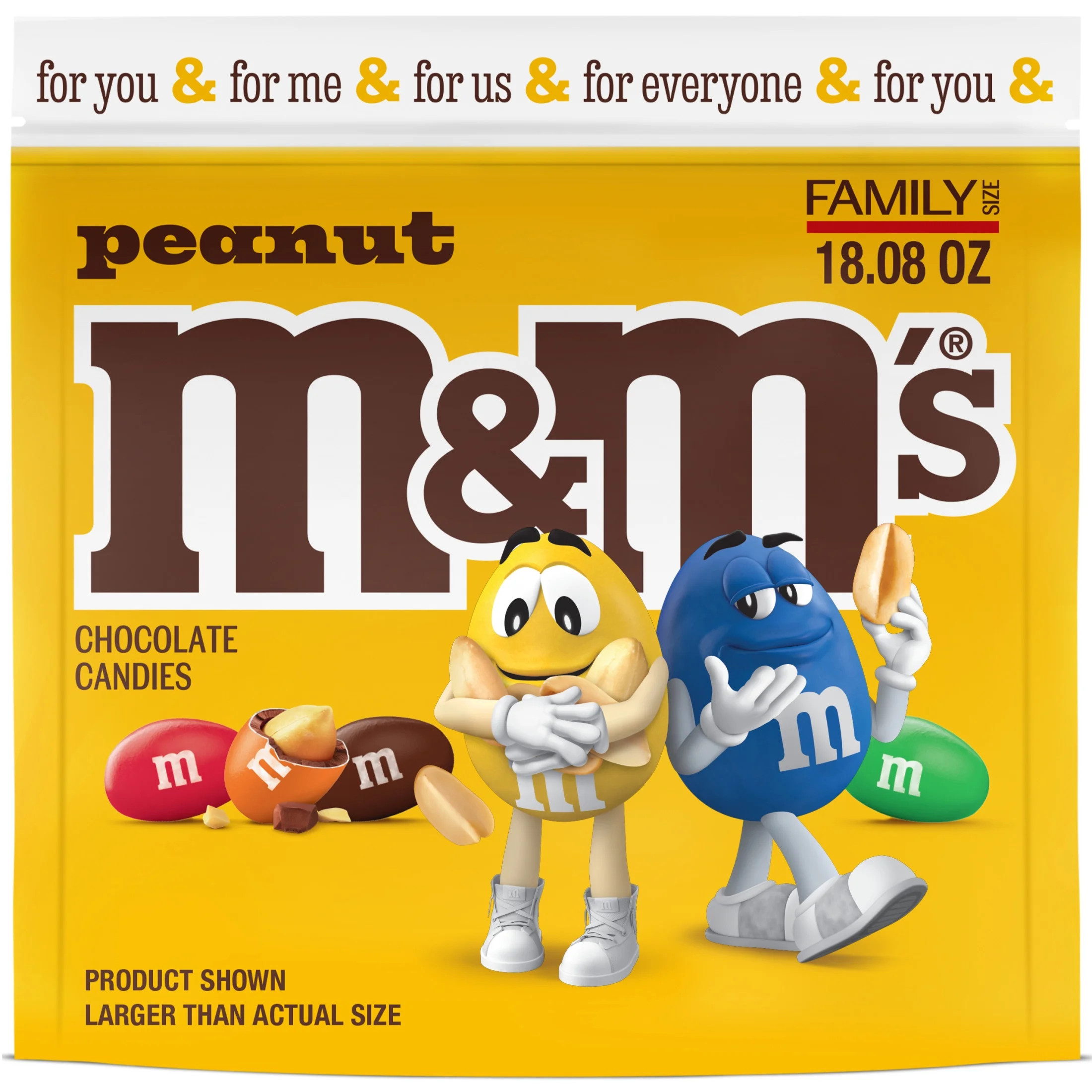 M&M's Peanut Milk Chocolate Candy, Family Size - 18.08 oz Bag | Walmart (US)