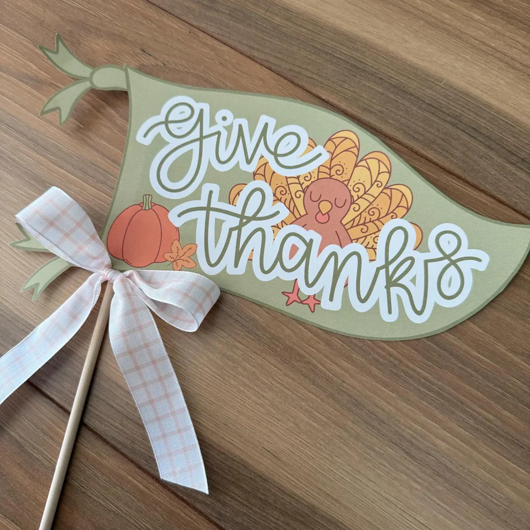 Give Thanks Pennant, Printable Thanksgiving Decor, Funny Thanksgiving Card, Cute Thanksgiving Gif... | Etsy (US)
