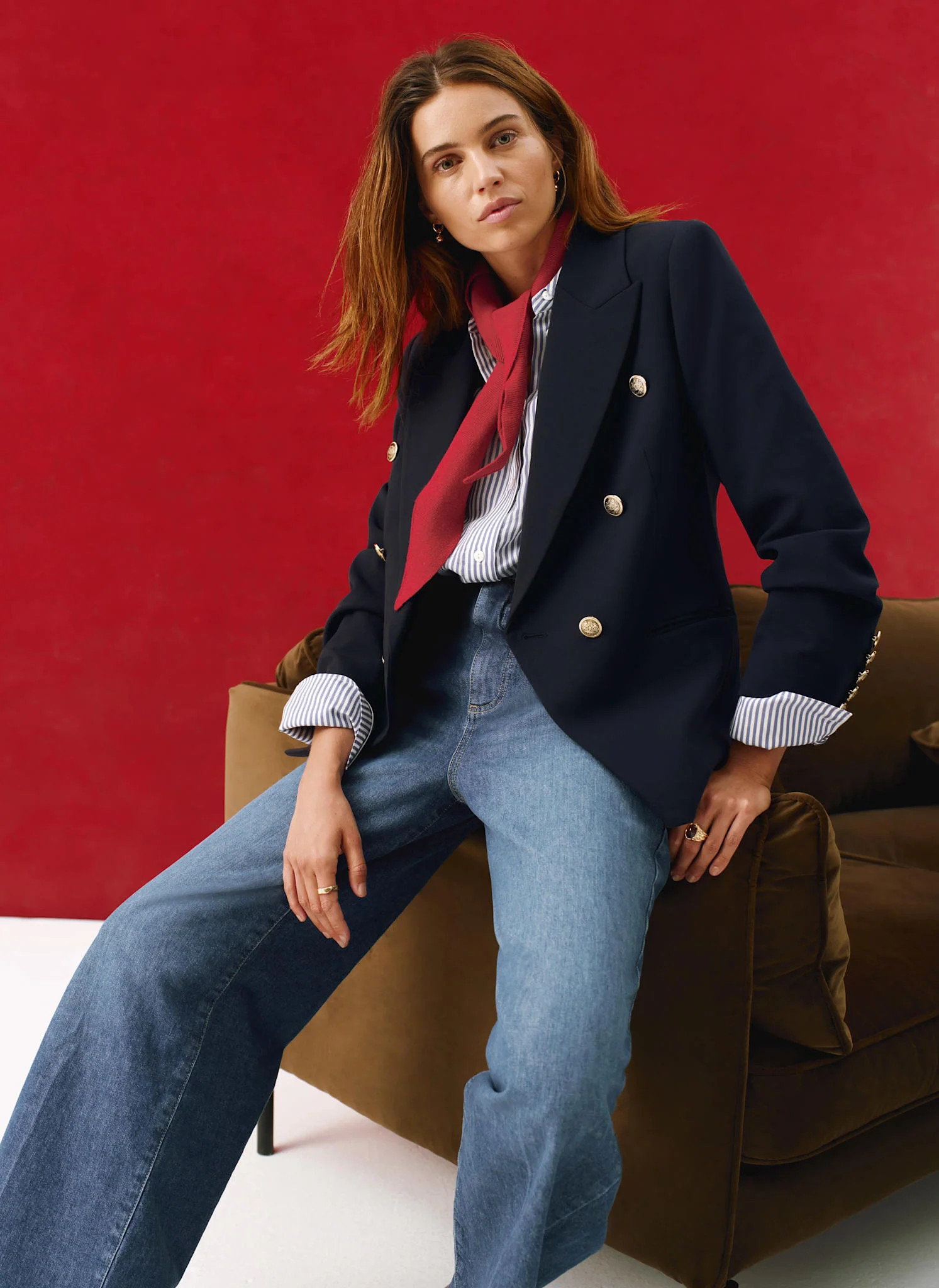 Navy Double Breasted Blazer | Mint Velvet