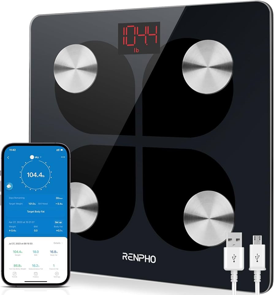 RENPHO Rechargeable Smart Scale, Digital Weight and Body Fat USB Weight BMI Scale, Elis 1 Body Co... | Amazon (US)