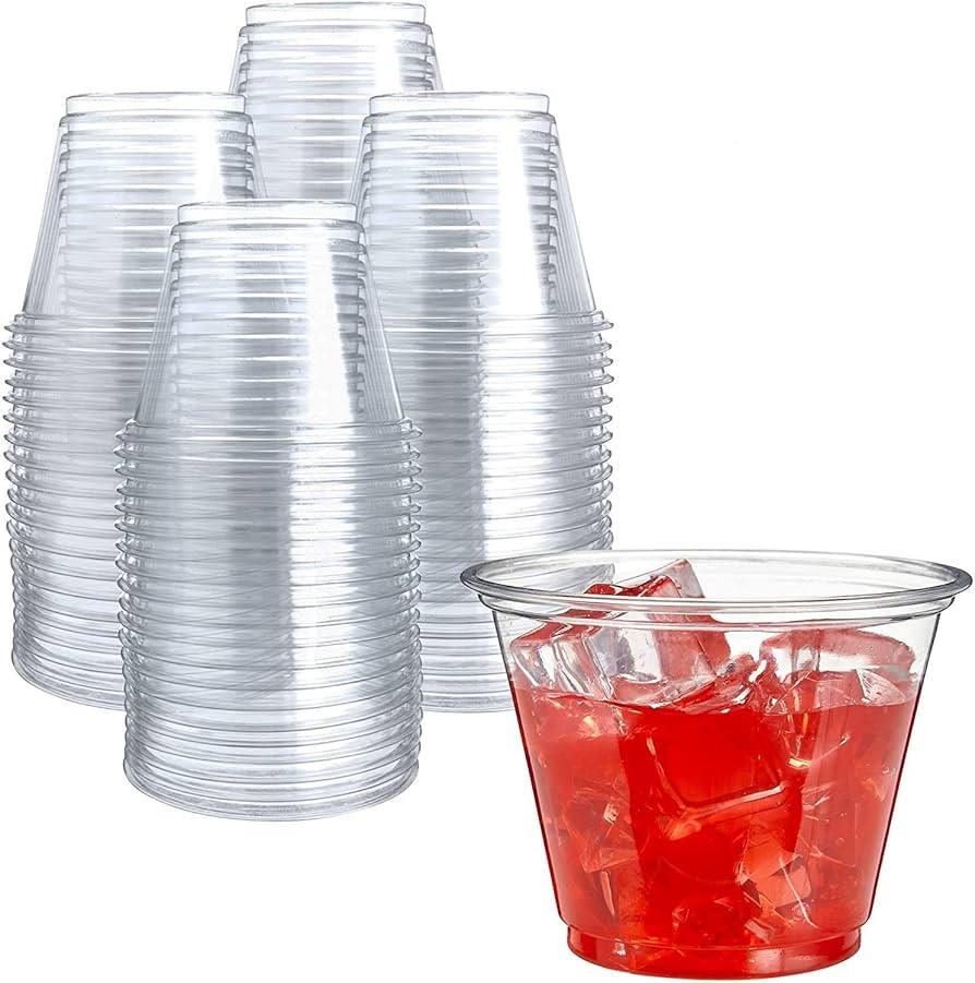 250 9 oz Clear Disposable Plastic Cups | PET Cups for Parties, Water, Wine | Bulk Clear Plastic T... | Amazon (US)