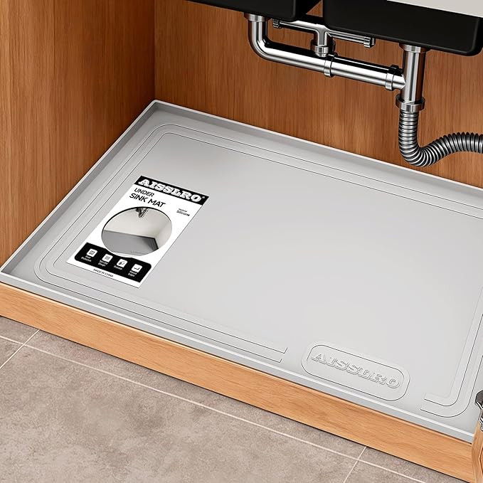 Aisslro Under Sink Mat 22" X 19", Waterproof Silicone Under Sink Mats for Kitchen, Anti-Leak Shel... | Amazon (US)