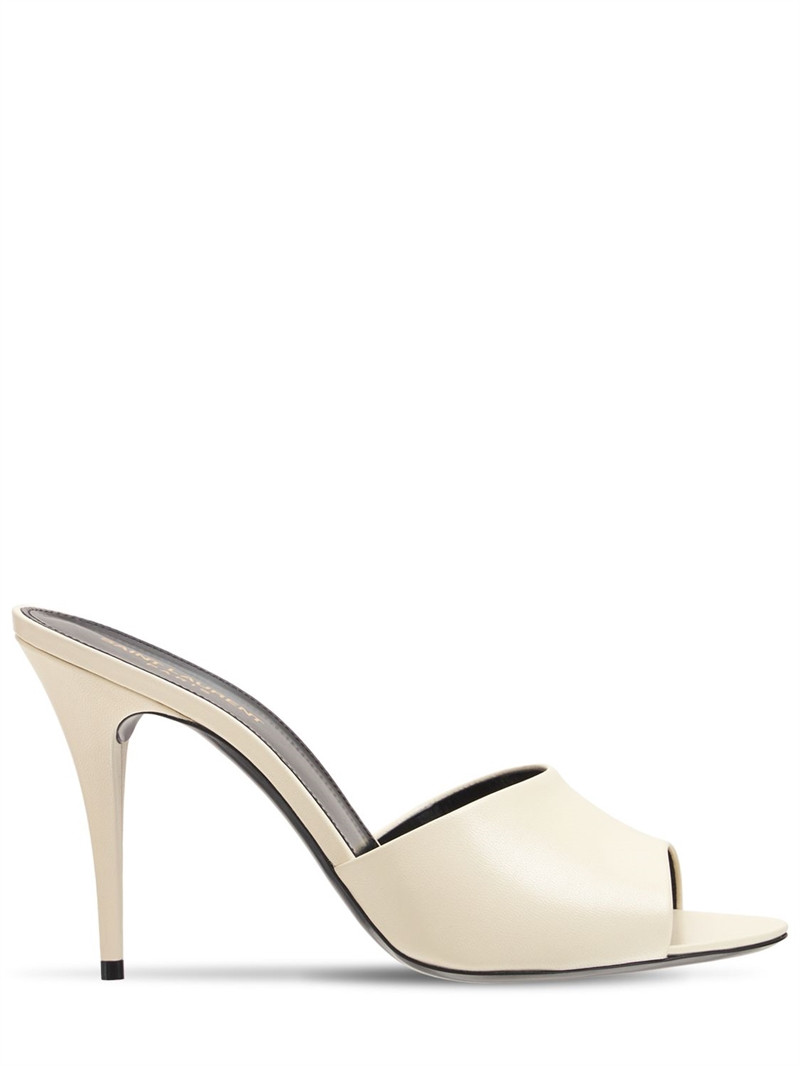 Saint Laurent - 95mm la 16 leather mules - Pearl | Luisaviaroma | Luisaviaroma