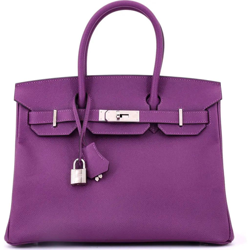 Pre-Owned Hermes Birkin Handbag Purple Epsom with Palladium Hardware 30 in Anemone at Nordstrom, Size Small | Nordstrom