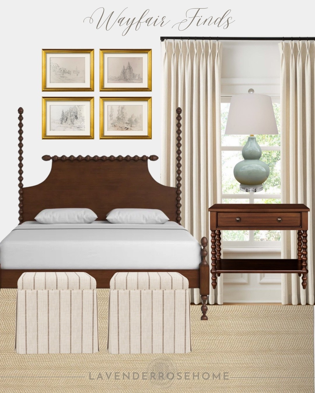 Bedroom inspiration. 

Bed. Four poster Bed. Nightstand. Blue Lamp. Ottoman. Stripes. Neutral. Area Autg. Classic Interior. Wall Art. Lavender Rose Home.

#LTKSaleAlert #LTKHome