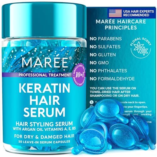 MAREE Hair Styling Serum for Frizzy & Dry Hair - Keratin Styling & Moisturizing Capsules with Avo... | Amazon (US)