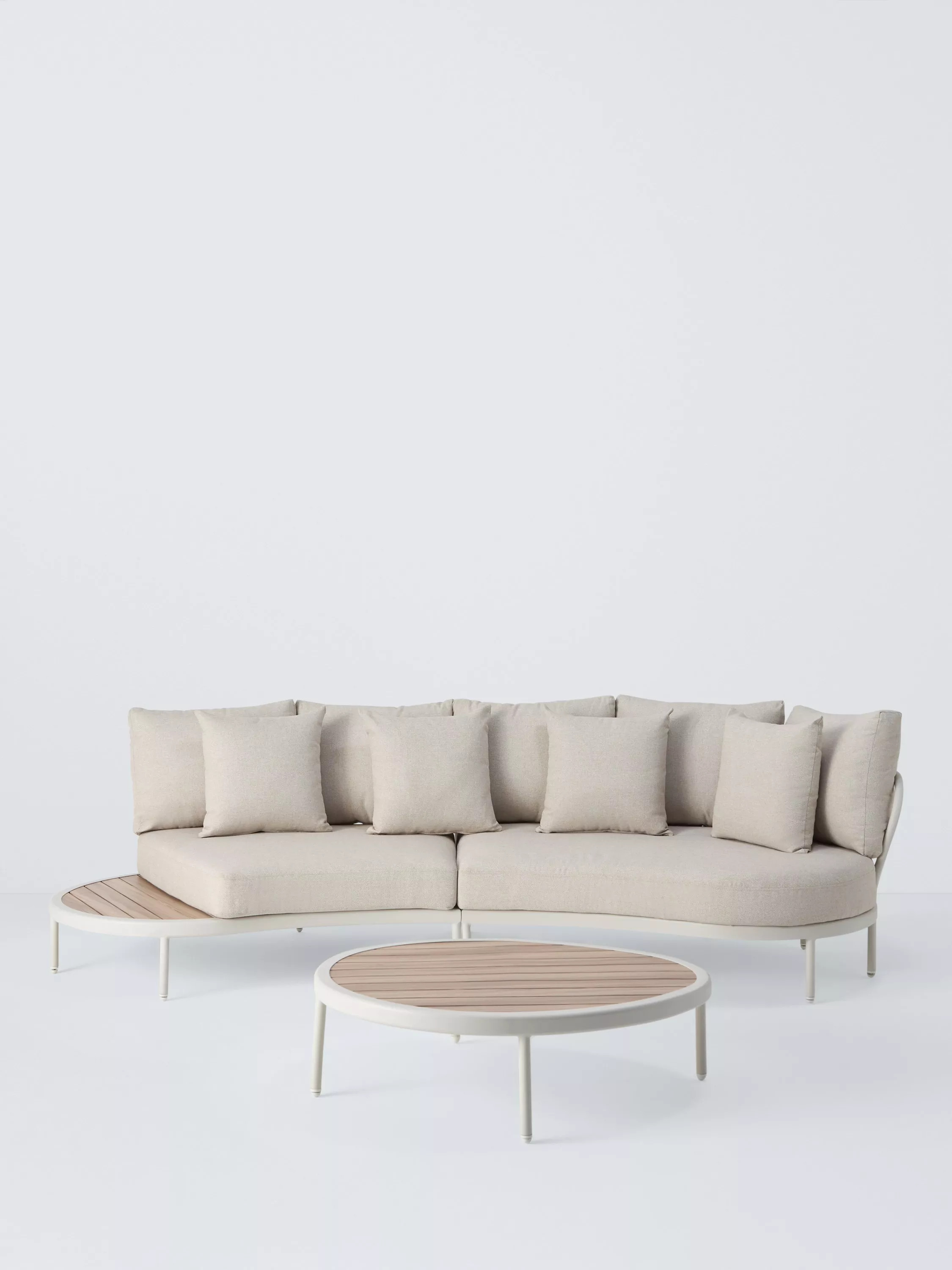 John Lewis Lozenge 4-Seater Modular Curved Garden Sofa & Coffee Table Set, Cream | John Lewis (UK)