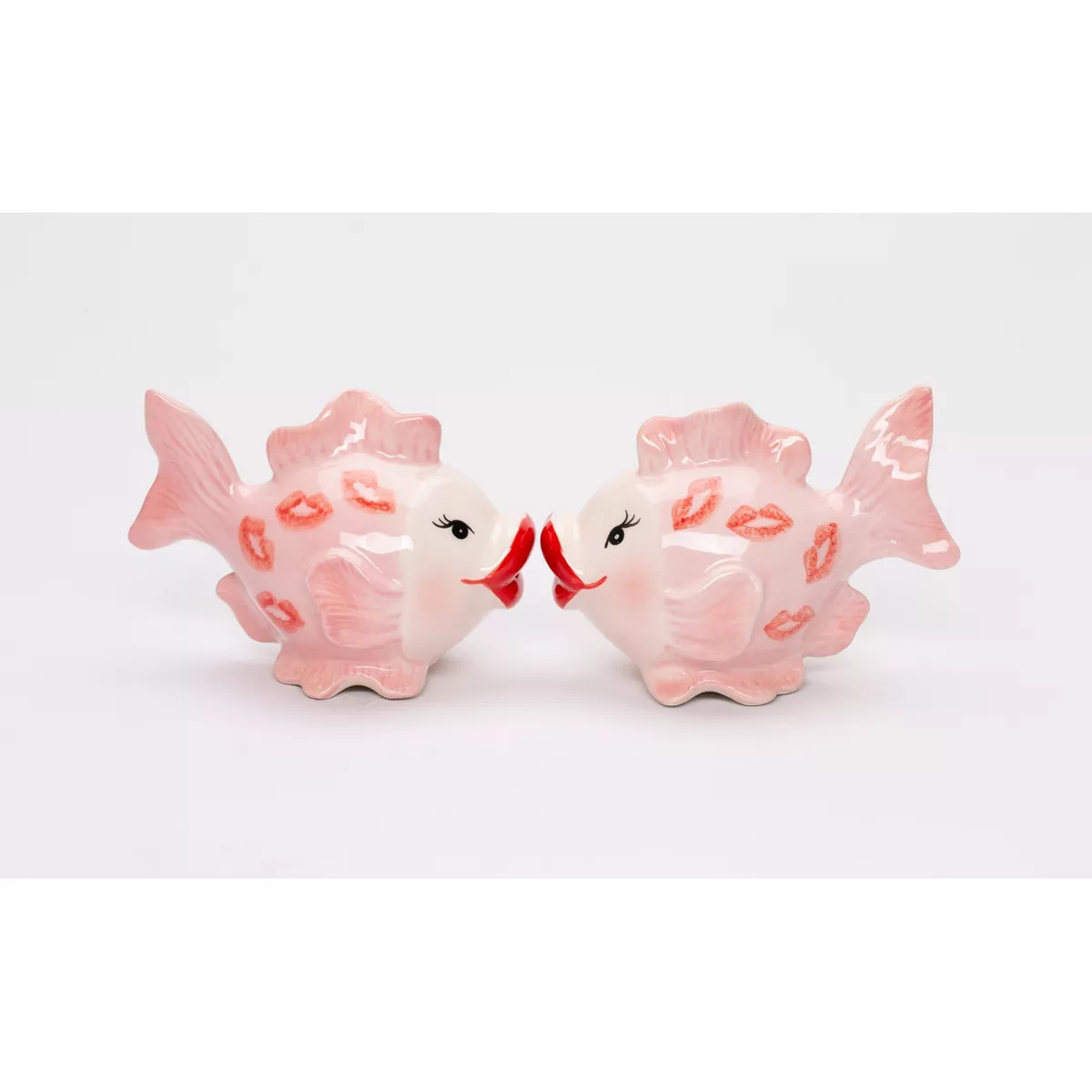 Kevins Gift Shoppe Ceramic Pink Fish with Kiss Marks Salt and Pepper | Target