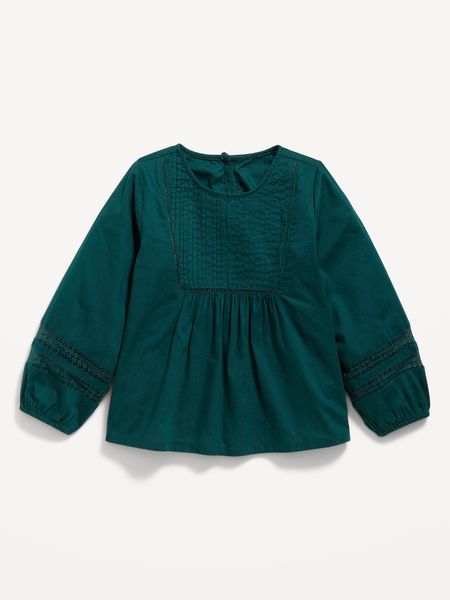 Long-Sleeve Pintuck-Lace Top for Toddler Girls | Old Navy (US)