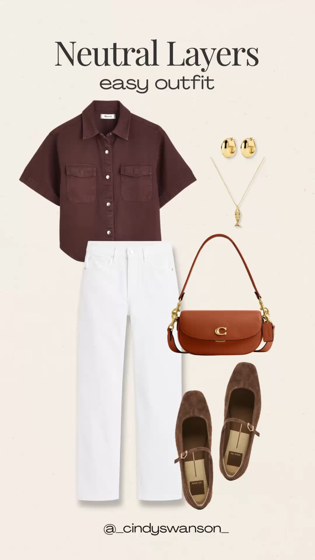 This deep chocolate brown shirt with white jeans is such an easy way to make neutrals feel a little richer. I love the relaxed short-sleeve fit paired with brown Mary Jane flats and a warm cognac bag—it’s polished, comfortable, and easy to wear from everyday errands to lunch or casual dinner.

💡 LTK MADE EASY
❤️ Heart = Support my posts!
🔖 Save = Get sale & restock alerts
📋 Lists = Keep favorites organized
📲 Share = Send lists and products to a friend. Hello, Christmas List!
💬 Comment = Ask me anything about what I’m wearing.:-)

#LTKootd #LTKOver40