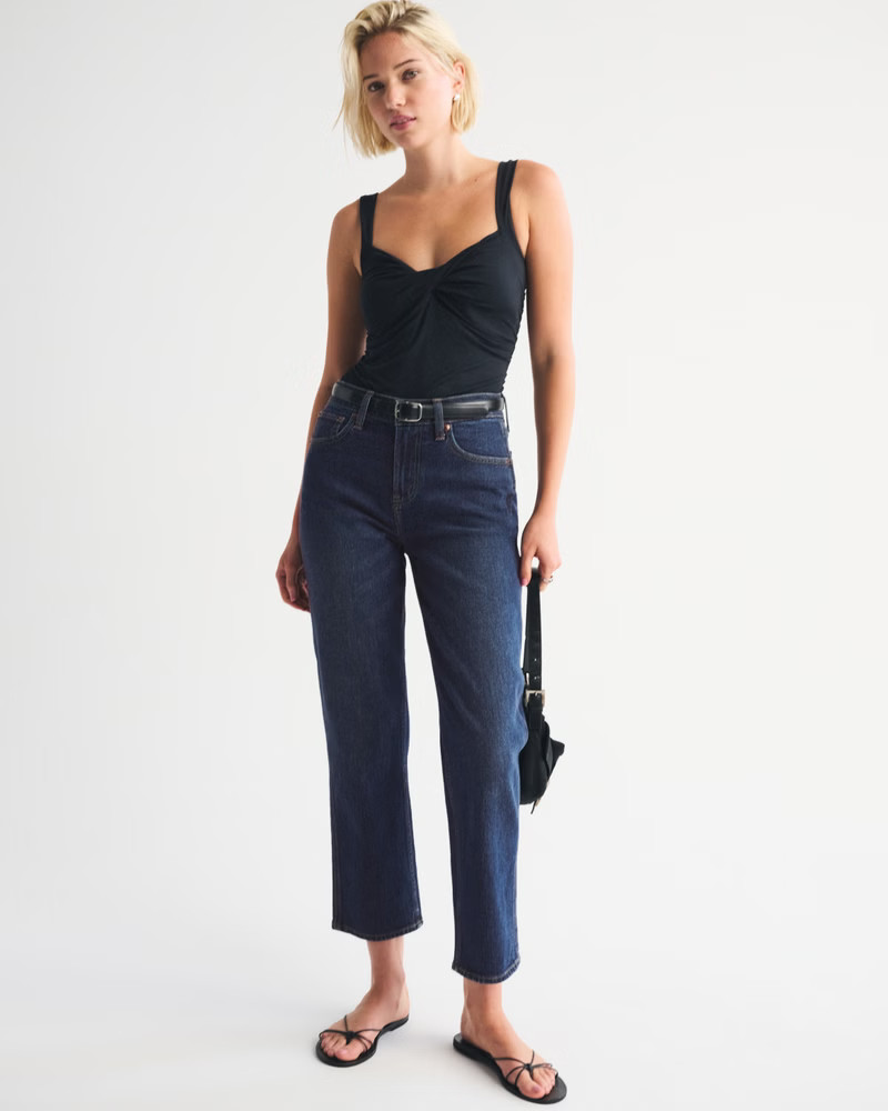 Women's High Rise Cropped Straight Jean | Women's Clearance | Abercrombie.com | Abercrombie & Fitch (US)