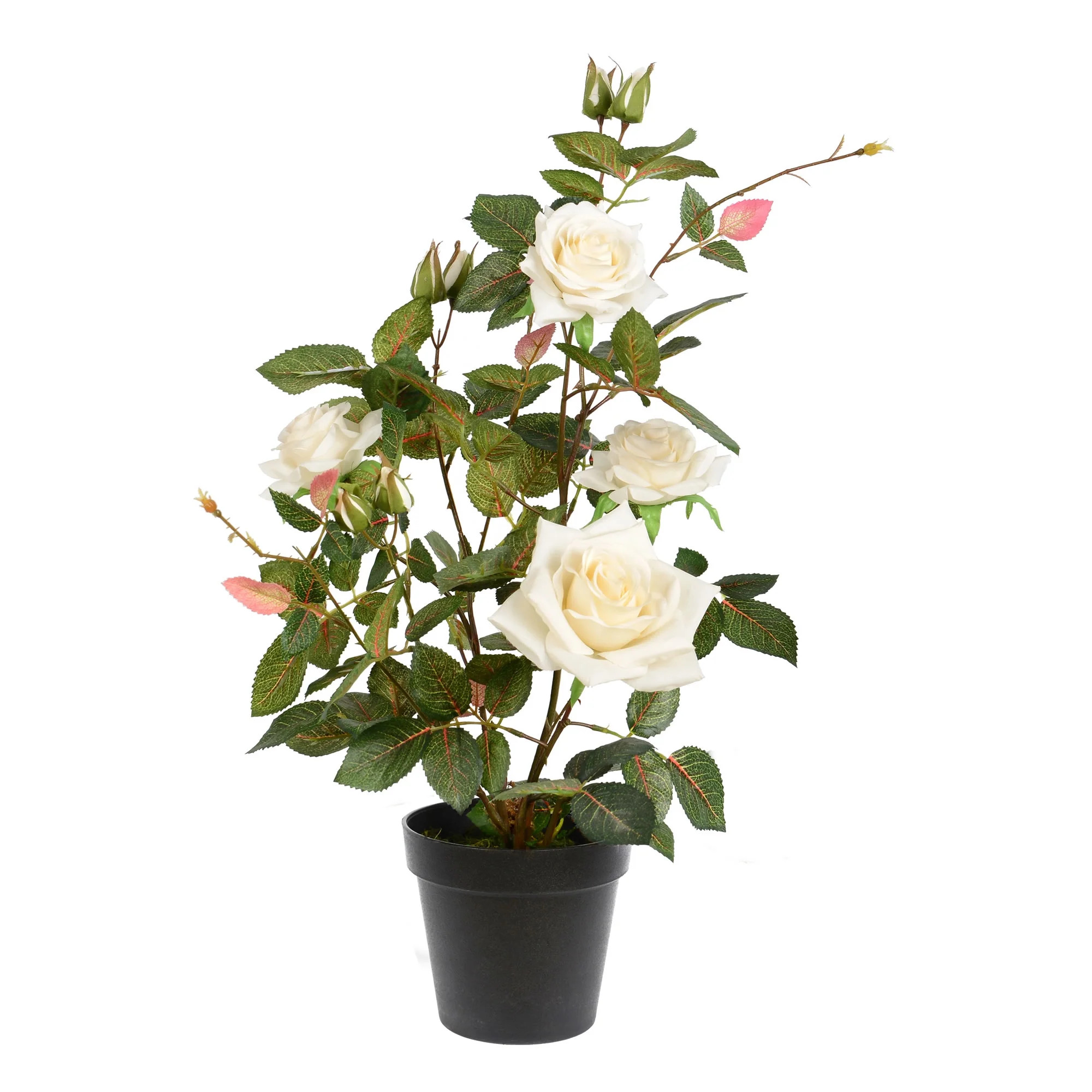 Vickerman 21" Artificial White Rose Plant in Pot. | Walmart (US)