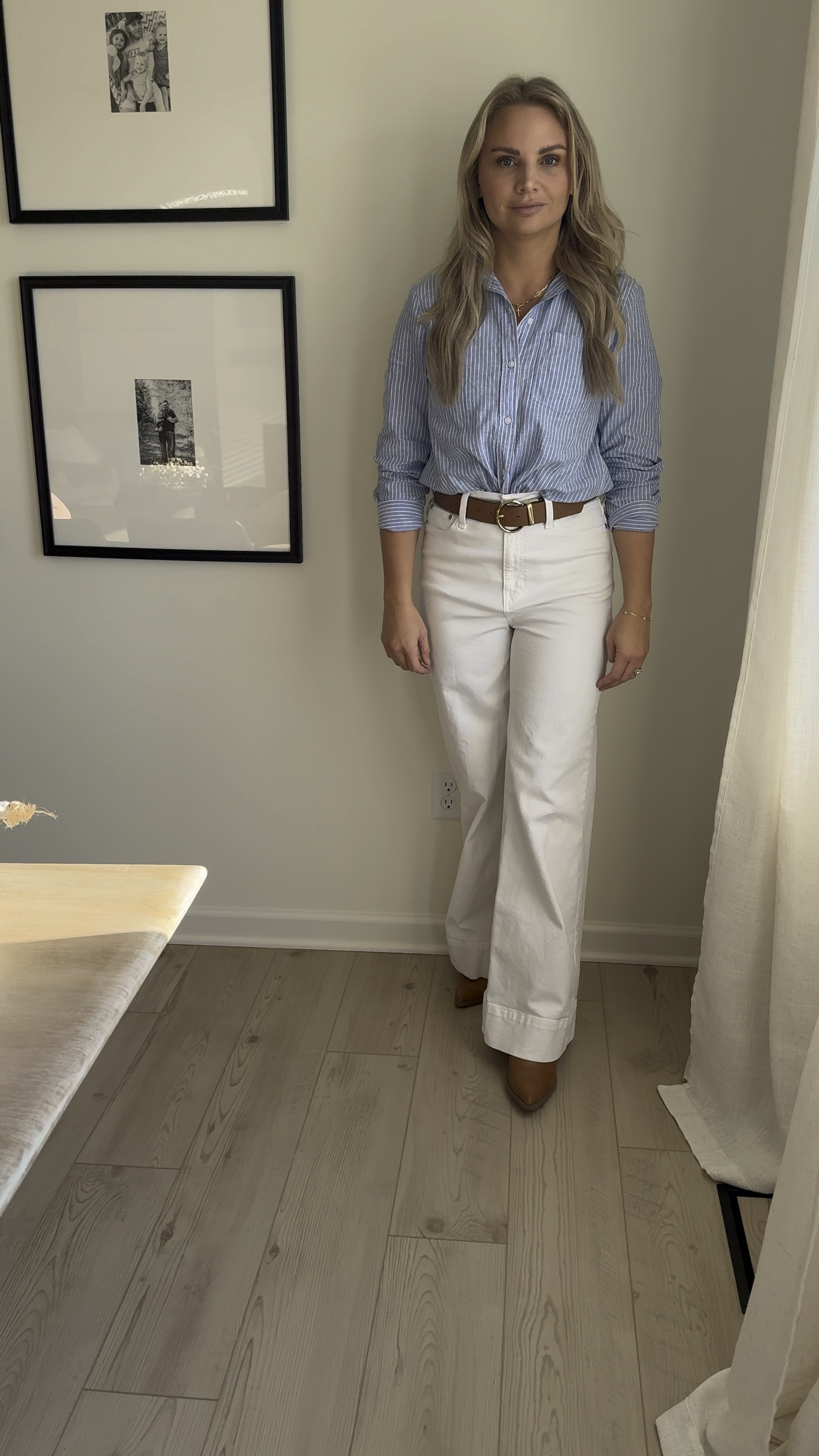 Women’s work clothing. Wide leg jeans high rise. Boots, button up. Long sleeve, J crew, H&M

#LTKStyleTip #LTKVideo #LTKWorkwear