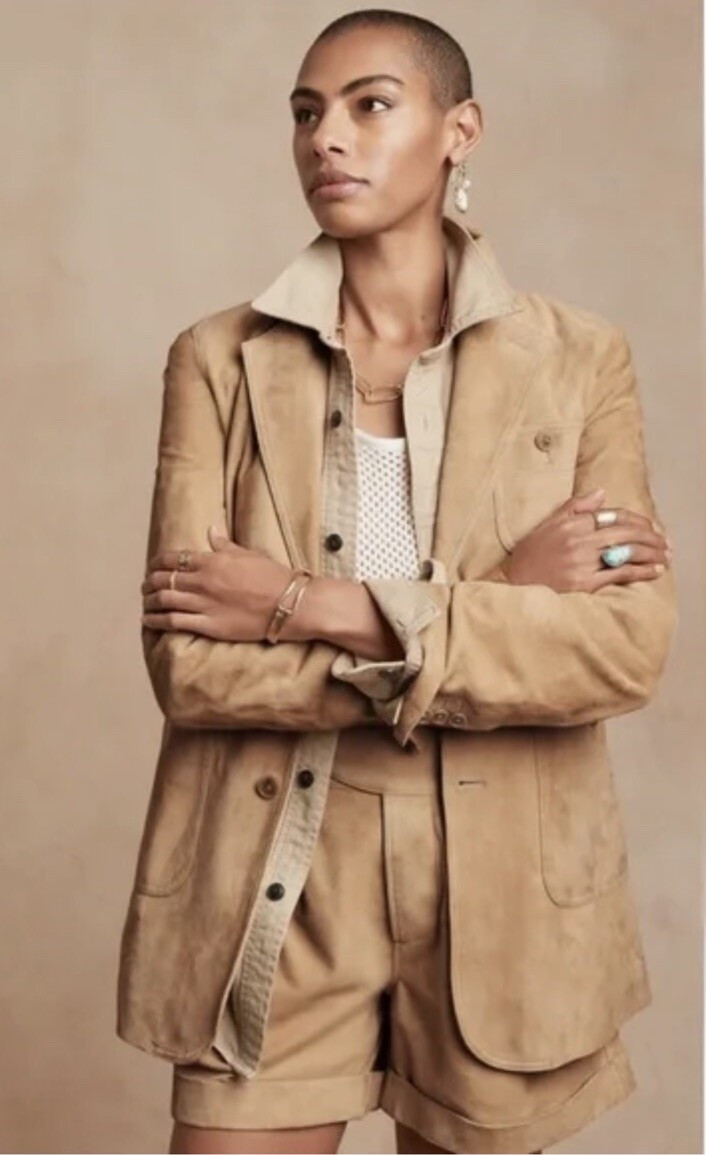 NWT Banana Republic Heritage Briar Suede Leather Blazer Jacket 6 Small Khaki | eBay | eBay US