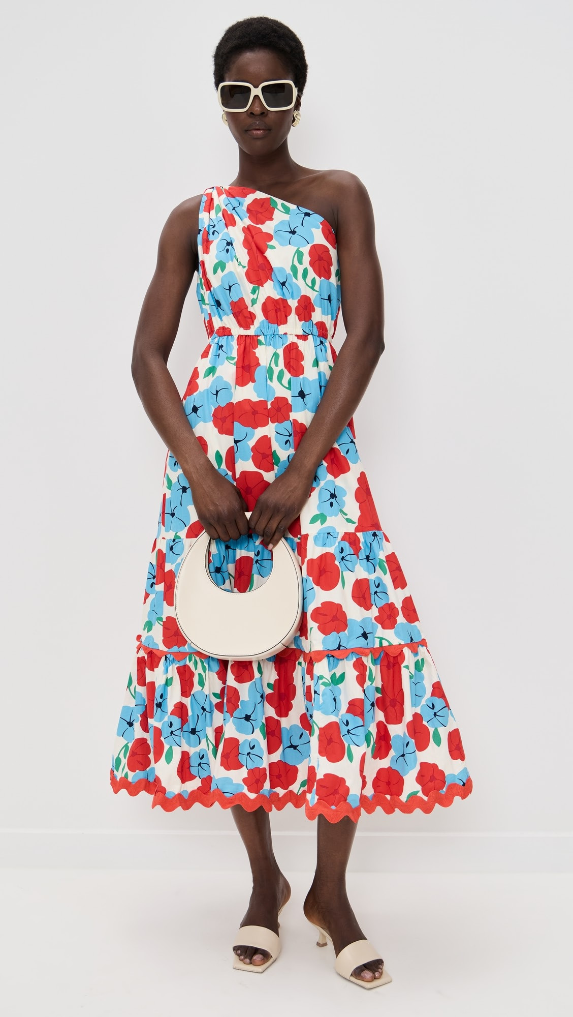 English Factory Floral One Shoulder Rickrack Long Dress | Shopbop | Shopbop