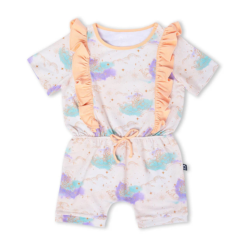 SHORT SLEEVE GATHER WAIST SHORT RUFFLE RAG ROMPER | Rags