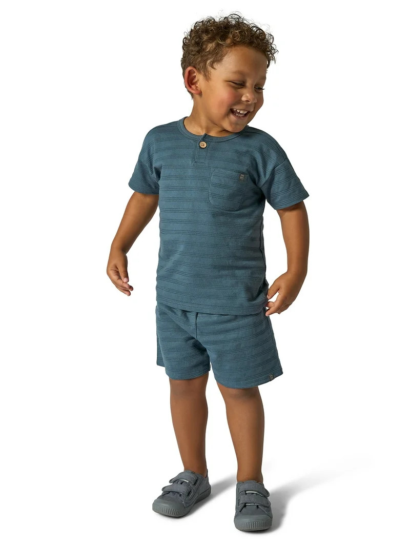 Modern Moments by Gerber Toddler Boy Oversized Textured Shirt and Short Outfit Set, 2-Piece, 12 M... | Walmart (US)
