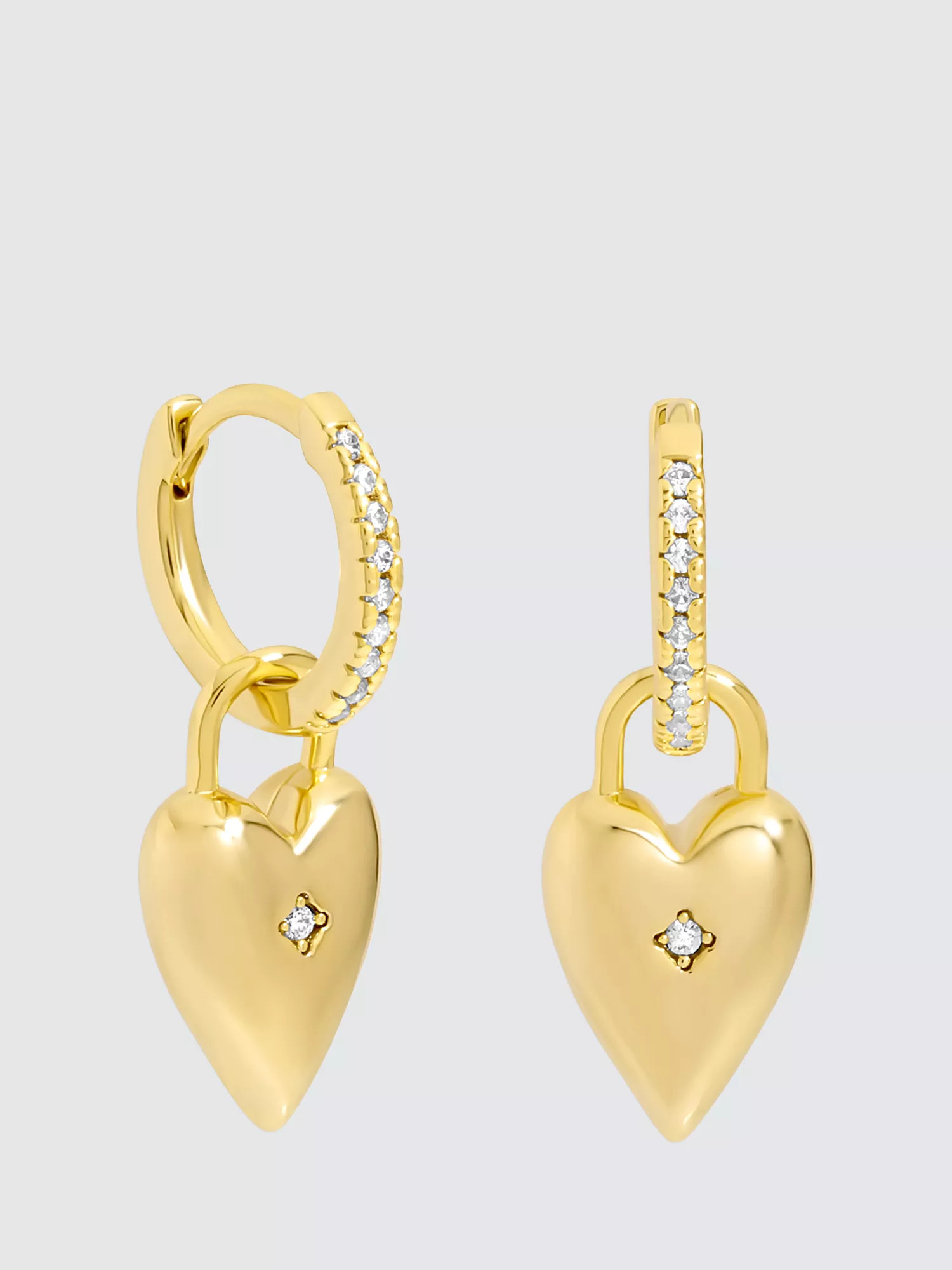 Jon Richard Cubic Zirconia Heart Hoop Earrings, Gold | John Lewis (UK)
