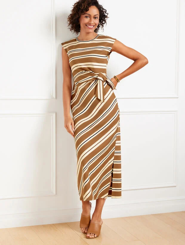 Side Tie Midi Dress - Variegated Stripe | Talbots