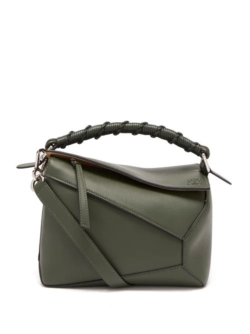 Loewe - Puzzle Edge Small Grained-leather Cross-body Bag - Womens - Khaki | Matches (US)