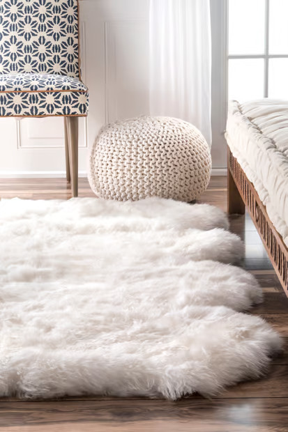 Natural Natural Octo Pelt Sheepskin 5' 3" Area Rug | Rugs USA