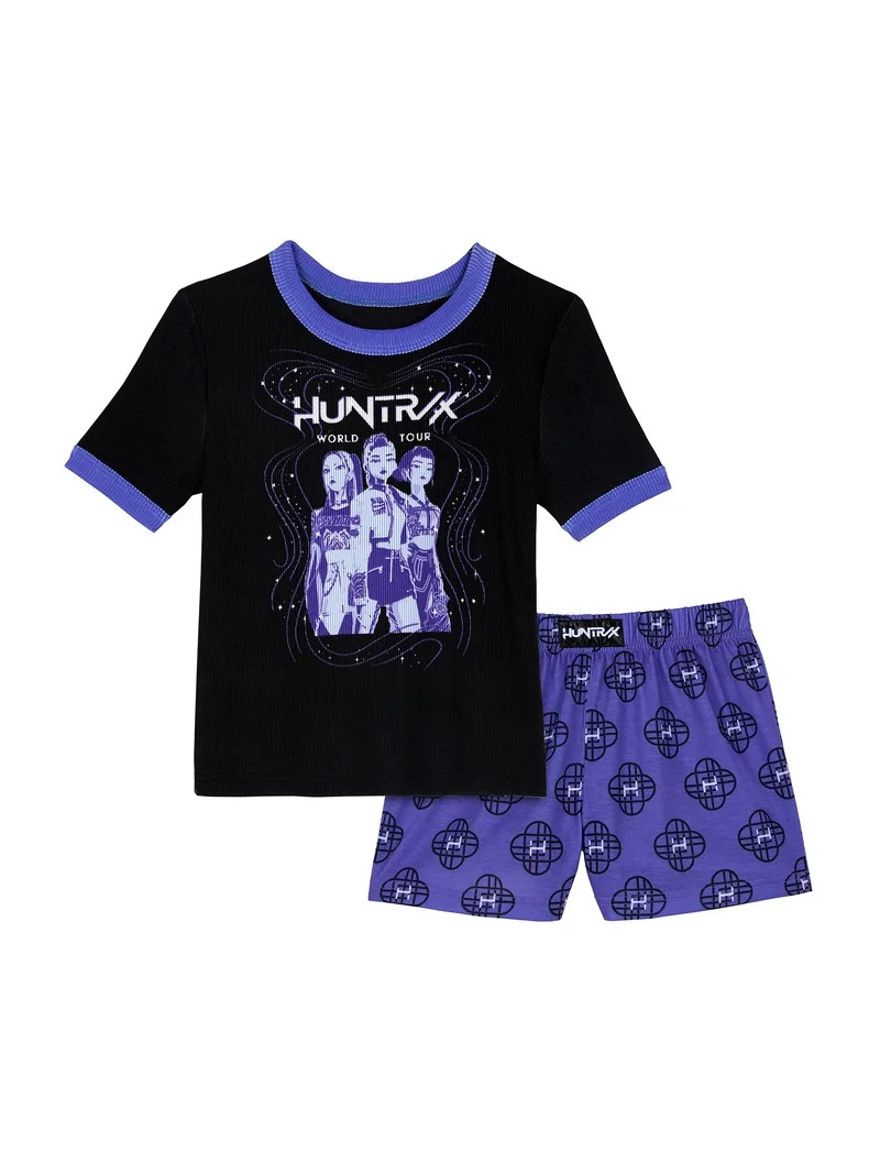 Kpop Demon Hunters Girls Short Sleeve Snug Fit Sleep Top and Shorts Pajama Set, 2-Piece, Sizes 6-... | Walmart (US)