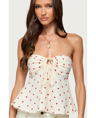 Edikted Women's Izzey Polka Dot Strapless Babydoll Top - Macy's | Macy's