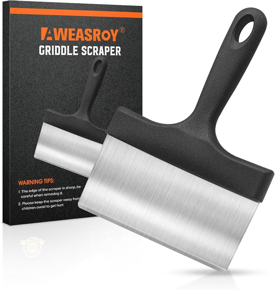 Heavy Duty Grill Scraper Stainless Steel Griddle Scraper with 5" Handle,Sturdy Food Scraper Tool ... | Amazon (US)
