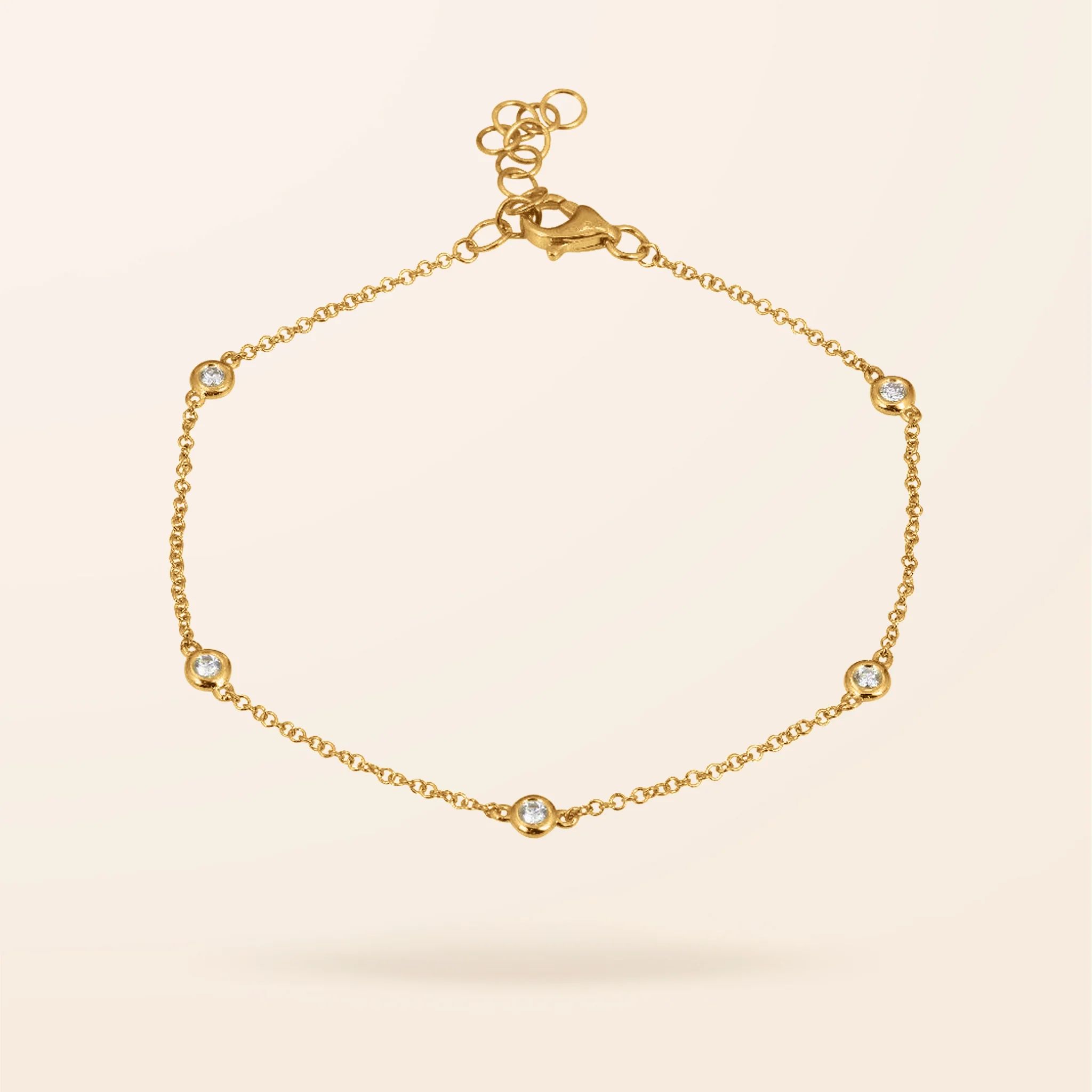 14K Gold Multi Diamond Bezel Bracelet | Van Der Hout Jewelry