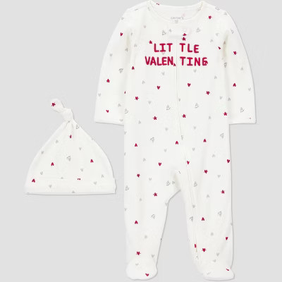 Carter's Just One You® Baby Boys' Little Valentine Sleep N' Play with Hat - White 3M | Target
