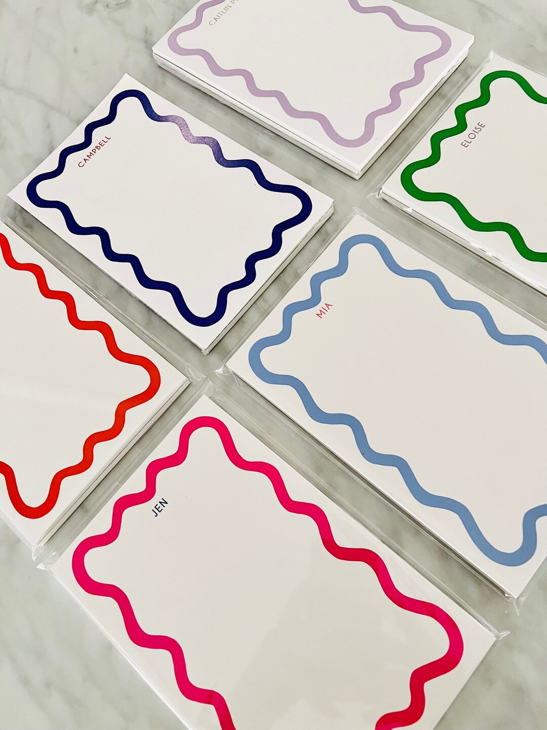 Personalized Notepads WAVY BORDER Set of 2 Monogrammed Notepads - Etsy | Etsy (US)
