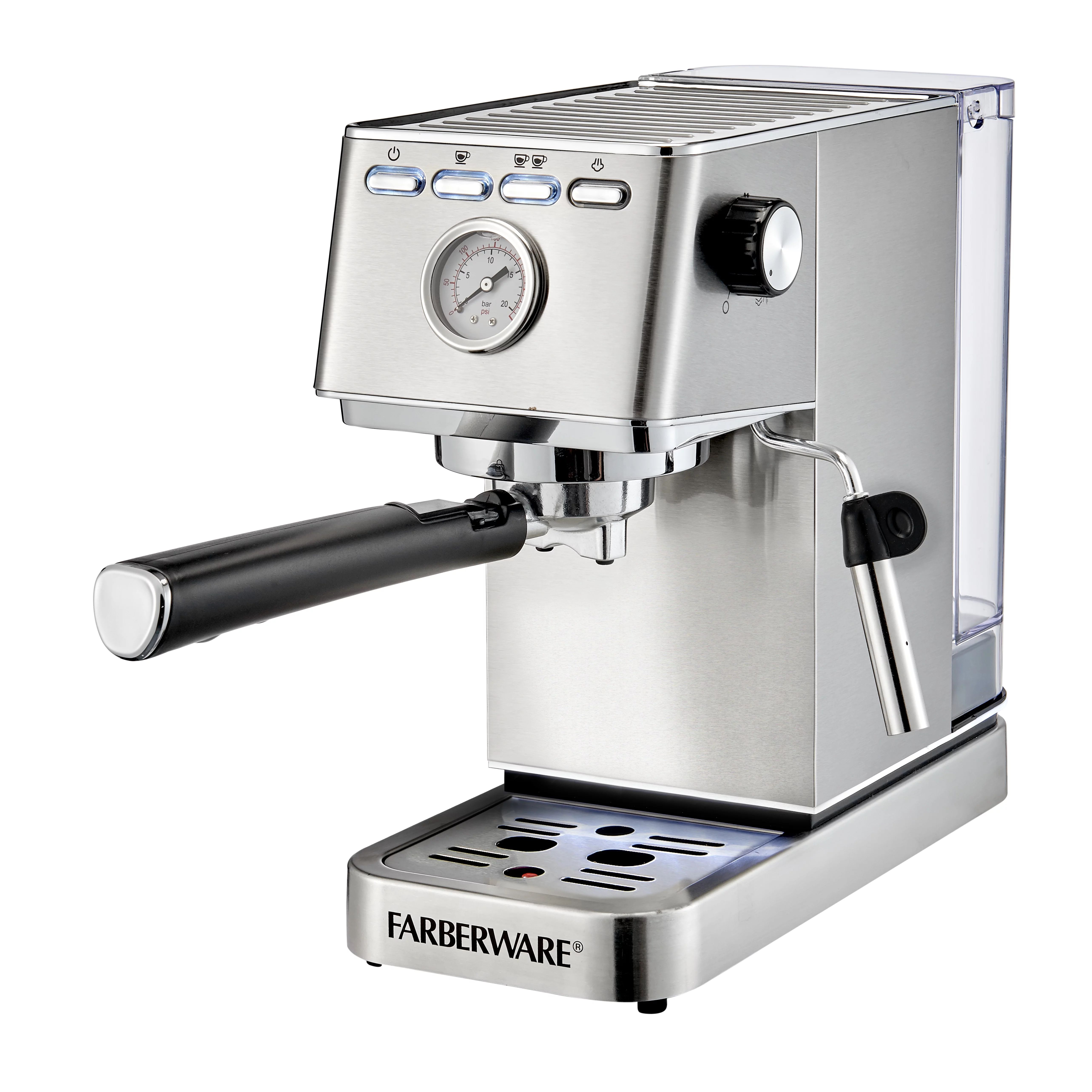Farberware Espresso Machine, 15 Bar, Silver, Stainless Steel, Steam Wand | Walmart (US)