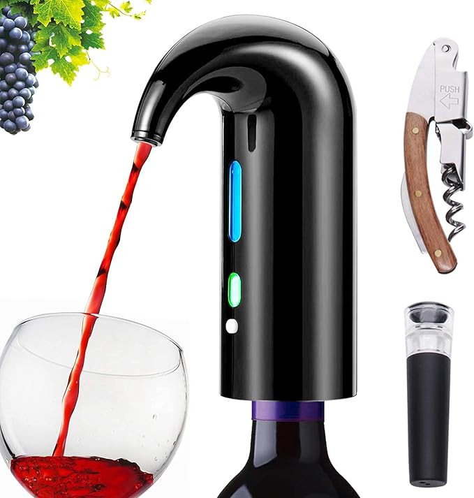 Electric Wine Aerator Pourer, Portable One-Touch Wine Decanter and Wine Dispenser Pump for Red an... | Amazon (US)