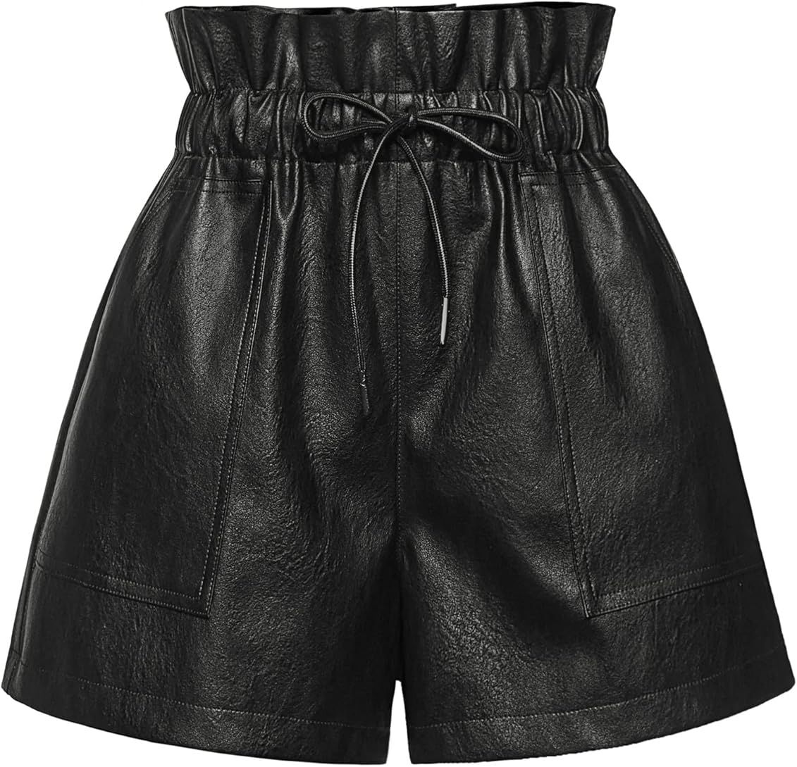 QIANXIZHAN Women's Leather Shorts, Faux High Waisted Wide Leg Sexy Shorts SP1012 | Amazon (US)