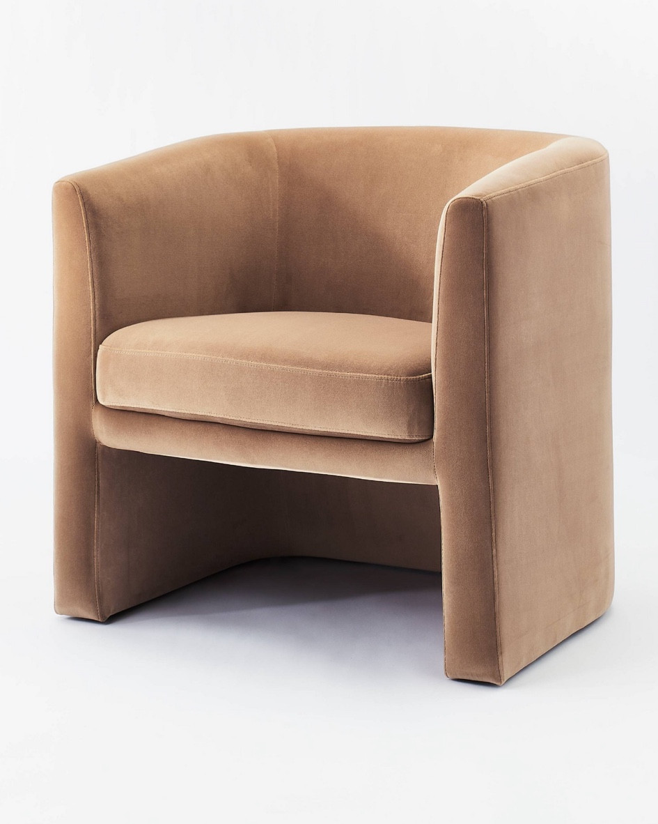 Vernon Upholstered Barrel Accent Chair-Threshold designed with Studio Mcgee. Comes in 6 colors pictured in Light Brown Velvet. #studiomcgee #target #threshold #targetfind #targetfurniture

#LTKhome #LTKsalealert