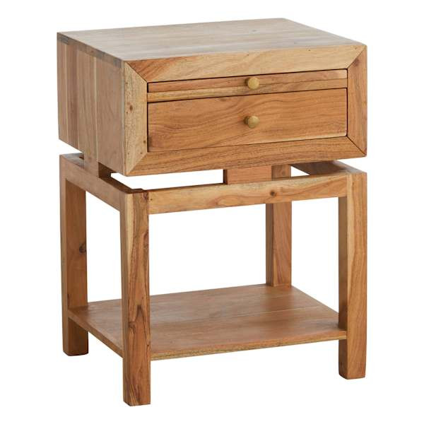 Maddison Natural Wood Side Table with Drawer | At Home