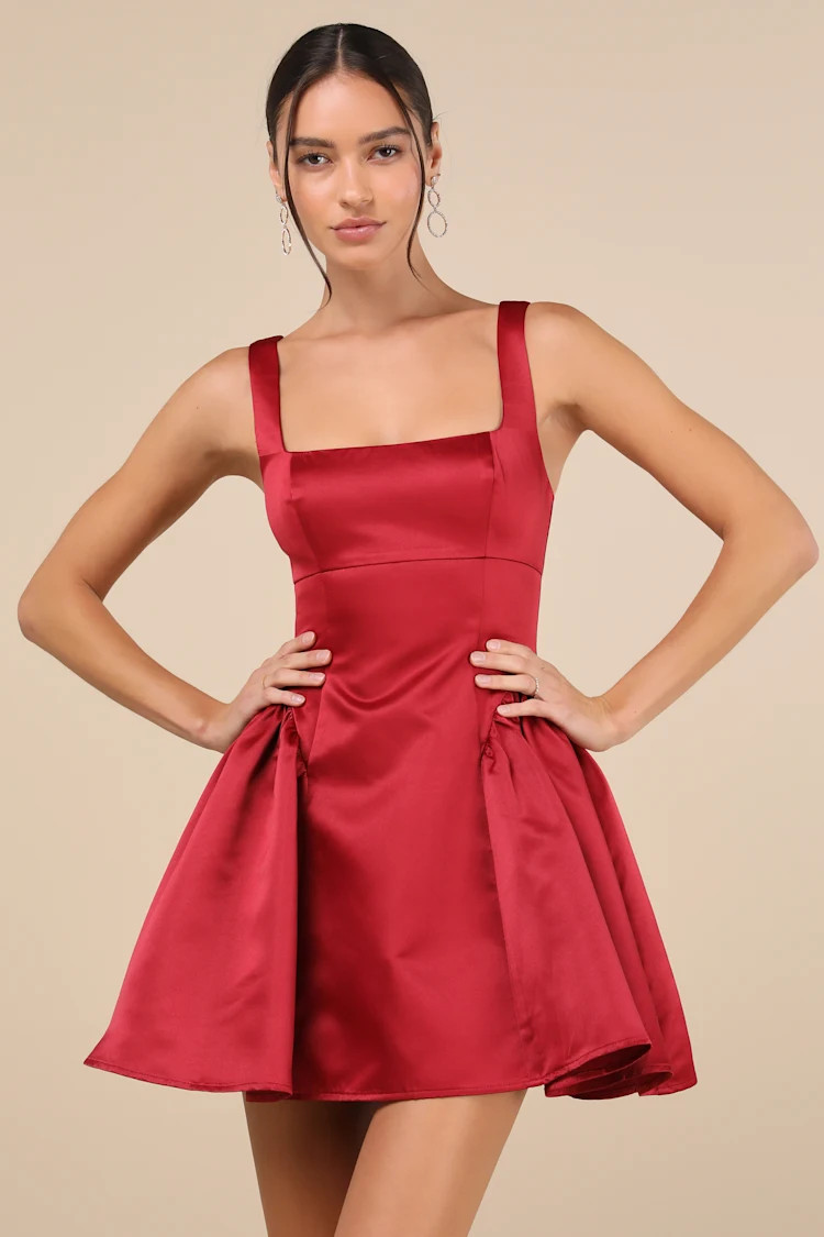 Adorable Promise Wine Red Satin Sleeveless Mini Dress | Lulus