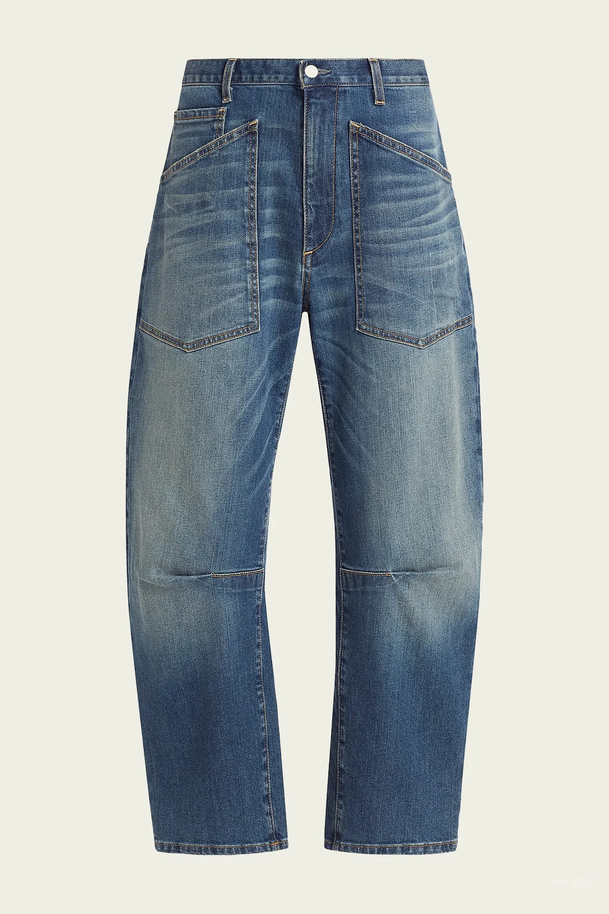 Shon Barrel Jeans in Classic Wash - Blue 26 | Shop Olivia