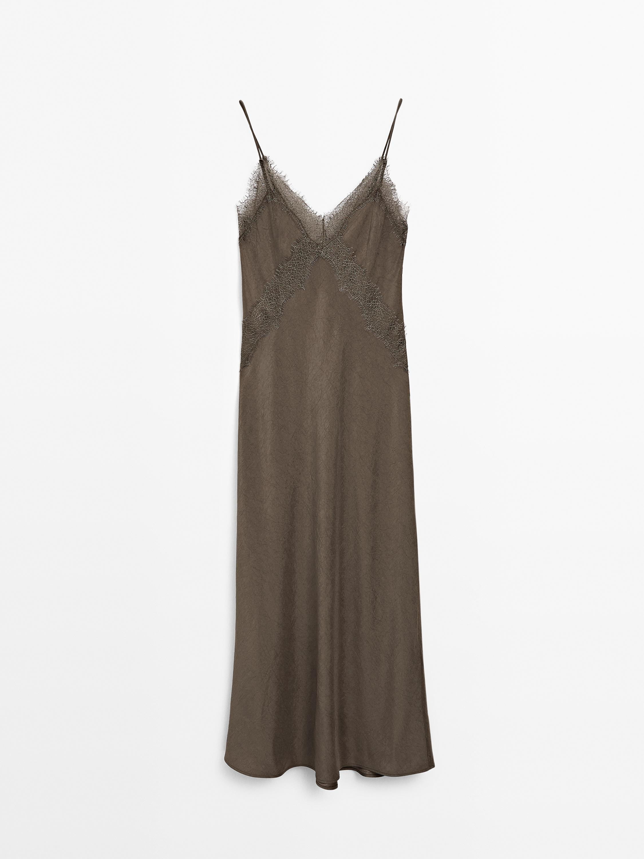 Satin camisole midi dress | Massimo Dutti US