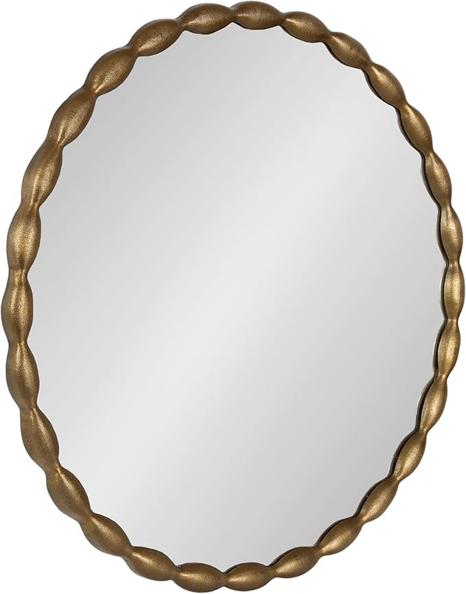 Kate and Laurel Perlina Modern Scalloped Round Mirror, 26 Inch Diameter, Antique Brass, Decorativ... | Amazon (US)
