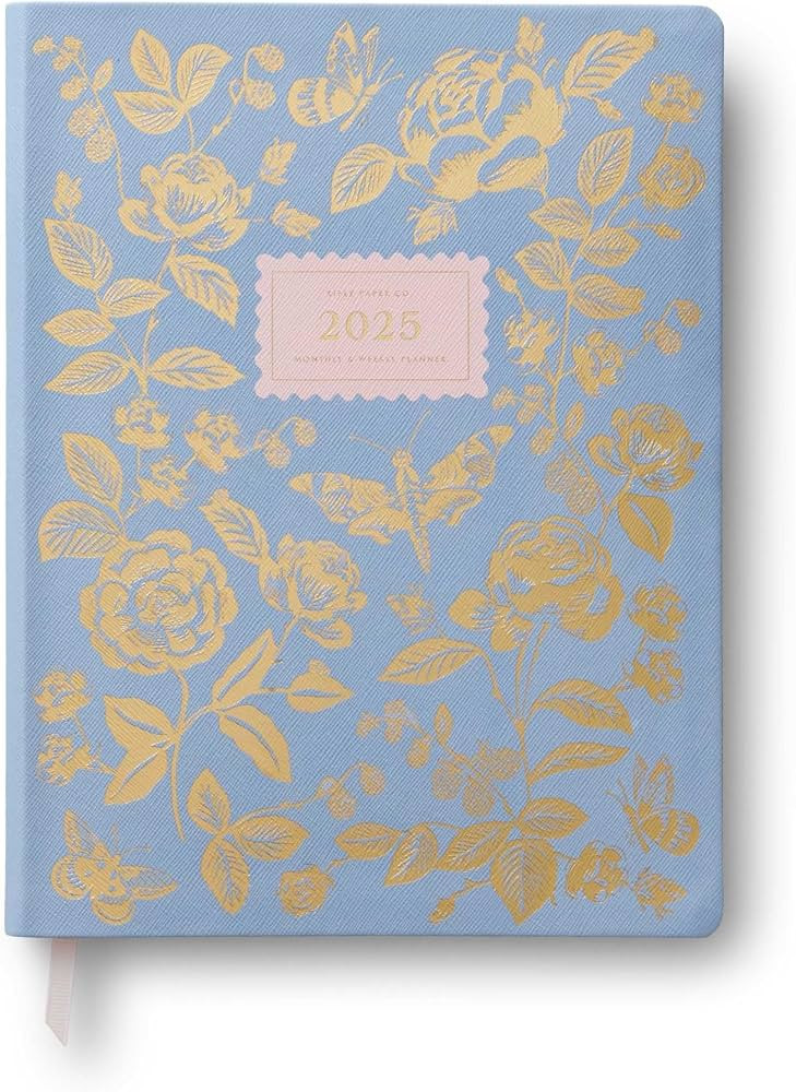 RIFLE PAPER CO. English Rose 2025 12-Month Book-Bound Planner, Monthly View, 92 Pages, Stitched B... | Amazon (US)