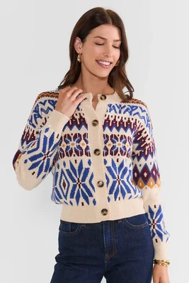 Katie Cream Multi Fair Isle Cardigan | Avara